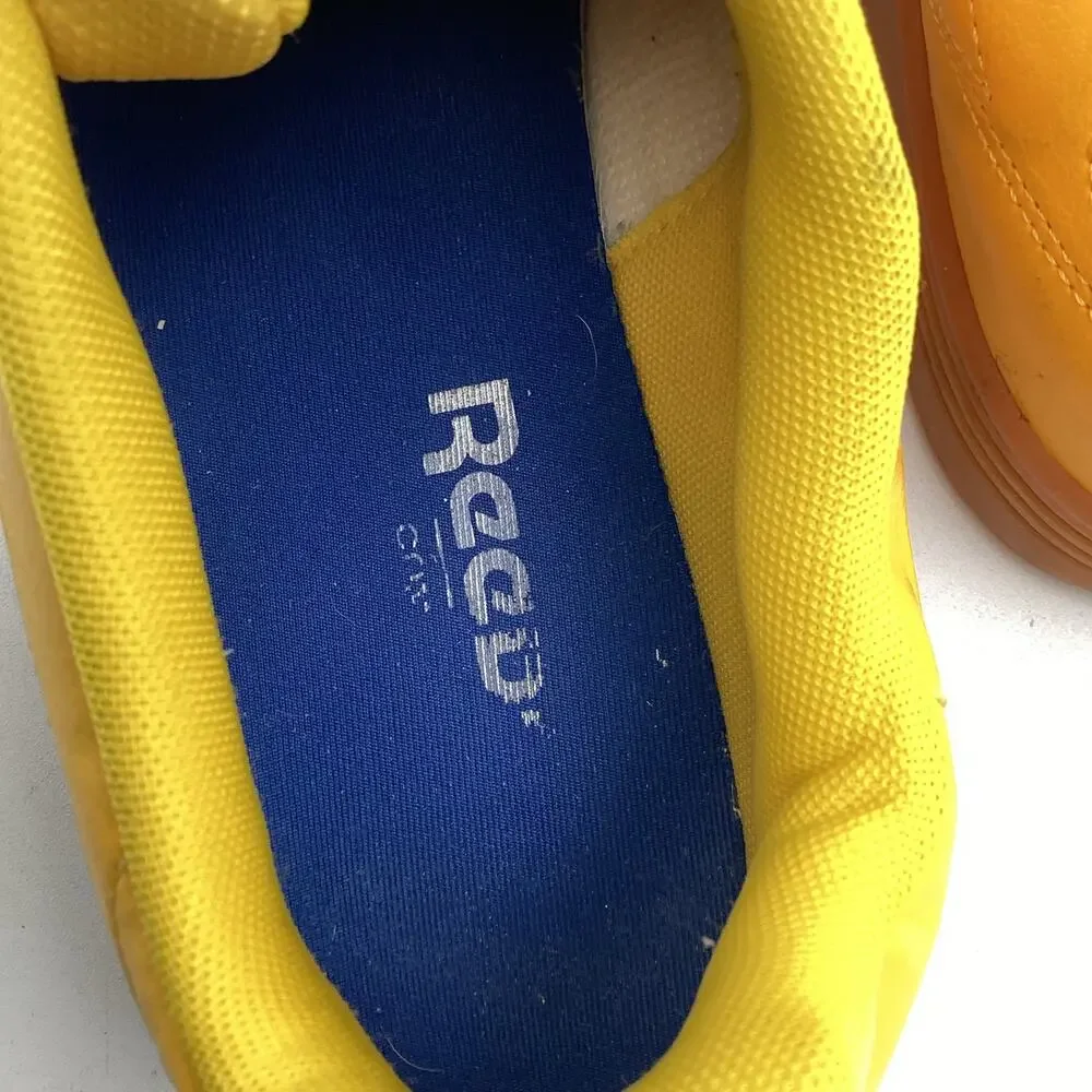 Reebok Royal Complete Sneakers, Yellow Leather Low Tops, Gum‎ Sole, Size 10